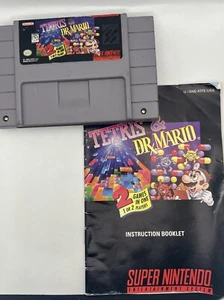 Tetris & Dr. Mario (Super Nintendo SNES, 1994) Cartridge & Manual Tested - Picture 1 of 6