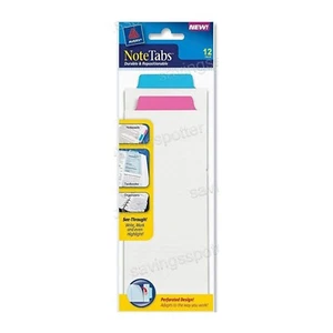 Avery 3" Long Note Tabs Perforated Notetabs Neon Blue Magenta 12Pk - Picture 1 of 1