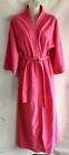 VTG 80s Vandemere Velour Bath Robe Pink Belted Long USA UNION MADE~Sz Unsure