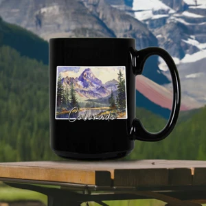 Colorado State Scenery 15oz Black Ceramic Coffee Mug - Picture 1 of 2