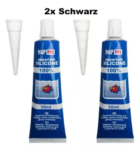 Aquarium Silikon 2x 50 ml Schwarz Aquariumsilikon Aquariumkleber Kleber Neu - Bild 1 von 1
