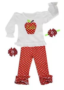 APPLE Outfit - RED POLKA DOT - Personalized - Girls BIRTHDAY Outfit - Picture 1 of 6