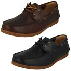 MENS CLARKS CASUAL LACE UP LEATHER BOAT SHOES MORVEN SAIL