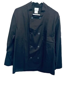 Unisex Five Star Chefs Coat Black Cooking Double Breasted Work Uniform Sz- M - Picture 1 of 3