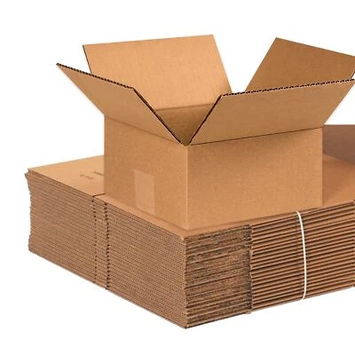 Shipping Boxes Flat 8"L x 8"W x 4"H 25-Pack | Corrugated Cardboard Box for Pa... - Image 1 of 4