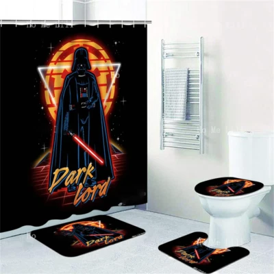 Darth Vader Bathroom Rugs Shower Curtain Bath Mats Non-Slip Toilet Lid Cover New - Изображение 1 из 4
