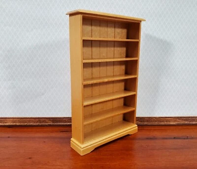 STREETS AHEAD Dollhouse Tall Bookcase Shelves Bookshelf Light Wood Finish 1:12 Scale Miniature