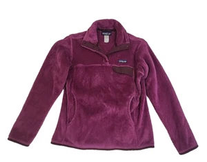 Patagonia Re-Tool Snap-T Fleece Pullover Dark Pink Womens Small Polartec #1259 - Picture 1 of 15