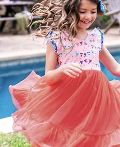 Niñas Flores Silvestres Ropa Bandera Rosa Vestido Tanque Falda Tul Talla 14 Nuevo Sin Etiquetas - Imagen 1 de 11