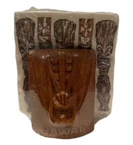 Porta servilletas vintage Coco Joe's Hapa-Wood Lono con servilletas Tiki nuevo sellado - Imagen 1 de 6