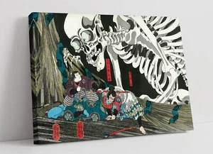 TAKIYASHA LA STREGA E LO SPETTRO SCHELETRICO - TELA INCORNICIATA PROFONDA STAMPA ARTE DA PARETE - Foto 1 di 2