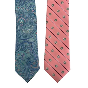 Izod Neck Tie Lot of 2 Pink and Blue 3" Polyester Career - Picture 1 of 7