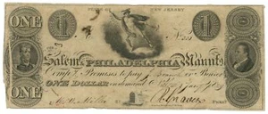 Billete de $1 de 1829 Salem & Philadelphia Manufacturing Co., Salem, PA No.331 (L1832) - Imagen 1 de 2