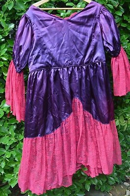 Vintage Dress Purple Satin Pink Lace Halloween Theatre Costume  XL - Image 1 of 4