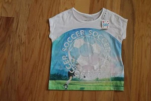 New Justice Girls Photoreal Blue and White Soccer Top Tee Shirt Size 5 - Picture 1 of 4