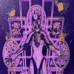 Laser engraved pinup robot  cut cyborg wooden digital art print mdf 5x9 - Picture 1 of 10