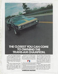 1972 AMC Javelin-AMX Trans-Am Champ Daytona 500 Line-up 2-side VINTAGE PRINT AD - Picture 1 of 3
