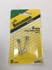 Fusible de retardo de tiempo para equipos electrónicos Bussmann BP/MDL-5, 5 amperios, CD 2 - Imagen 1 de 2