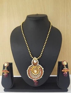 Indian Wedding Jewelry Chain Pendant Set Bollywood Ethnic Gold Plated Pendant - Picture 1 of 1
