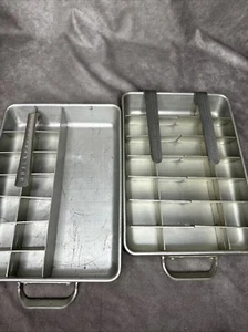 2 Double Ice Tray Quick Release Cube Vintage 1950s Frigidaire Quickube Aluminum - Picture 1 of 9