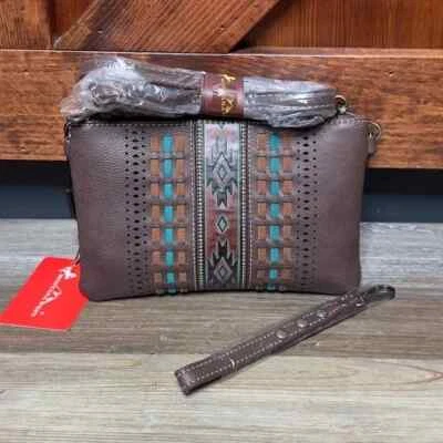Montana West Aztec Embossed Clutch/Crossbody Coffee - Image 1 of 4