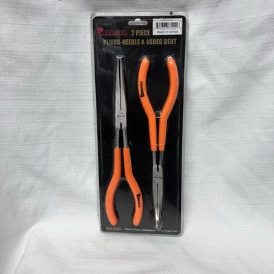PITTSBURGH 2 PC Set,  STRAIGHT & 45 Degree Angle  LONG REACH NEEDLE NOSE PLIERS - Image 1 of 4