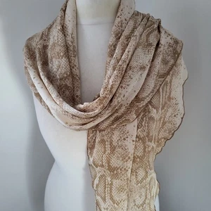 COLLECTION EIGHTEEN Long Satin Scarf Brown Cream Snake Print - Picture 1 of 4