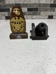 Kleine Militär Mantel Dekor Mörser Kanone Plakette Holz Kunststoff Replik Abzeichen - Bild 1 von 12