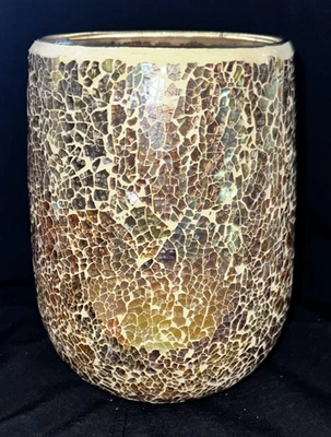 YANKEE CANDLE 20oz Jar Holder Glass Mosaic Gold - Image 1 of 4