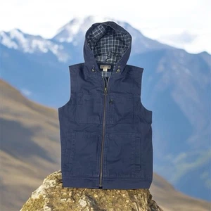 Duluth Trading kariert gefüttert Kapuze Canvas durchgehender Reißverschluss Jacke Weste Herren Größe Medium - Bild 1 von 19