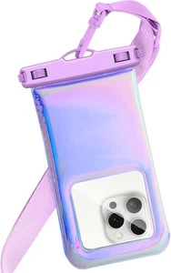 Schwimmfähige wasserdichte Handytasche Hülle für iPhone 17 16 A1 - irisierend lila  - Bild 1 von 7