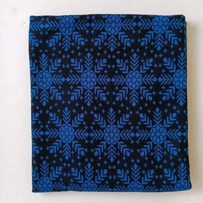 Black With Blue Snowflakes Stretch Knit Fabric 1yd-23" x 64" - Image 1 of 4