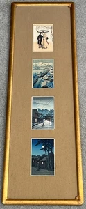 Kawase Hasui & Suzuki Harunobu - Set of 4 - Small Woodblock Prints with Frame - Picture 1 of 18