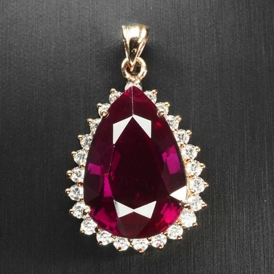Wine Red Rubellite Tourmaline 28.20Ct 925 Sterling Silver Rose Gold Pendants - Image 1 of 4