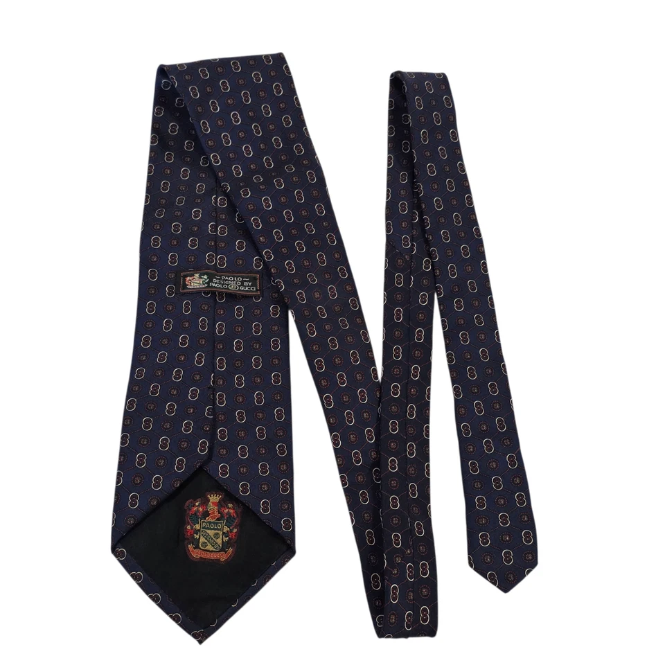 Corbata Paolo Gucci Para Hombres Azul Marino Talla Única Tejida Seda Clásica Diseñador Moda Foto 1 de 4
