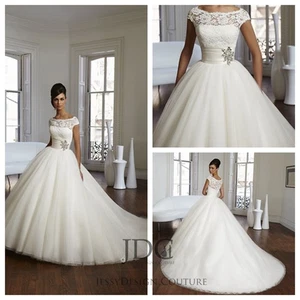 Vestido de novia de encaje duquesa vestido de novia tirantes anchos cremallera blanco tul - Imagen 1 de 7