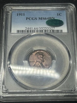 1911 P Lincoln Wheat Cent Penny PCGS MS64 BN CAC Approved Tough Date Original - Image 1 of 4