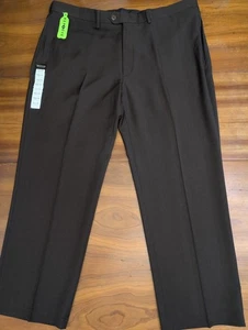 Pantaloni eleganti Haggar uomo E-Clo 42x29 grigio premium kaki vestibilità classica davanti piatto - Foto 1 di 13