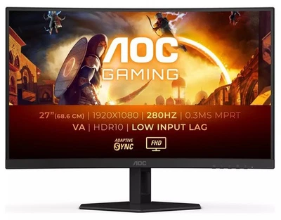 AOC Curved Gaming Monitor 27 Inch 280Hz 1ms Full HD 1080p C27G4ZXE C Grade - Image 1 of 4