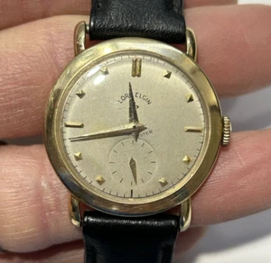 Vintage Lord Elgin Men’s Watch Solid 14K Gold Mechanical Wind Running 32mm - Picture 1 of 8