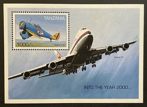 TANZANIA  AIRPLANE STAMPS SS 1997 MNH BOEING P-26 AIRCRAFT AVIATION BOEING 747 - Picture 1 of 1