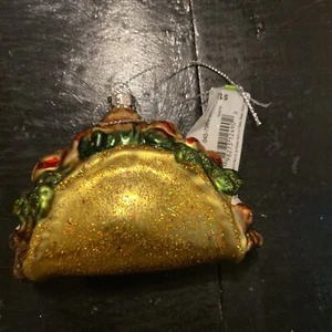 Taco mundgeblasenes Glas Lebensmittel Ornament Ameri Weihnachtsbaum Urlaub - Bild 1 von 4