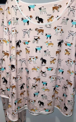 Sleep Sense Pajama Top Womens 2X Cotton PJ NEW Dogs Puppy 3/4 sleeve shirt - Image 1 of 3
