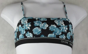 Calvin Klein CK One Women's Logo Band Microfiber Bralette, Blue Floral, Medium - Picture 1 of 3
