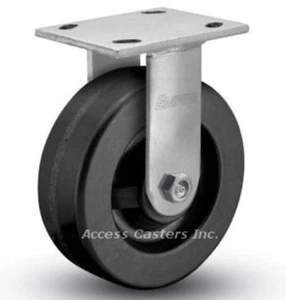 6AEMHR 6" x 2" Rigid Plate Caster, Phenolic Wheel, 1200 lbs Capacity - Picture 1 of 2