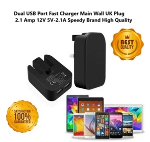 UK Main Wall Plug Foldable Fast Charging Adaptor Dual USB Port Plug 3 Pin 2.1A - Picture 1 of 6