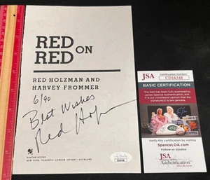 Red Holzman New York Knicks signiert "Rot auf Rot" Titelbuch Seite JSA COA AA - Bild 1 von 3