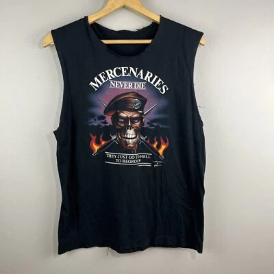 Мужская футболка 1988 Single Stitch Mercenaries Never Die The Go To Hell To Regroup M - Изображение 1 из 4