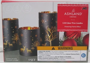 Ashland Christmas Deer LED Glass Wax Candles Flickering Flame Effect D1 - Picture 1 of 4