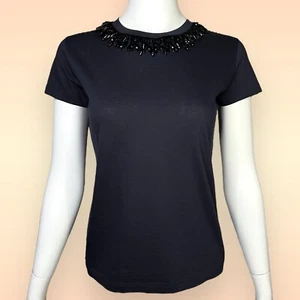 AUTHENTIC Louis Vuitton Embellished Neckline Women’s Navy T Shirt - Extra Small - Picture 1 of 6